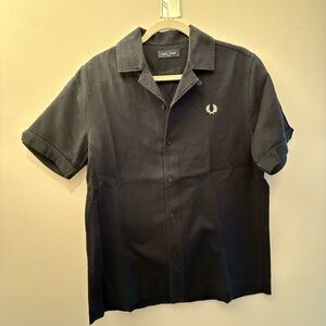 Fred Perry Navy blue Short-Sleeve Camp Collar Button-Down Shirt